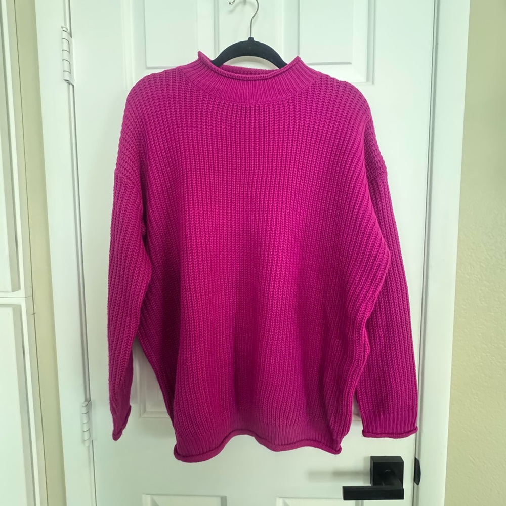 DAVI & DANI Vibrant Magenta Turtleneck Sweater